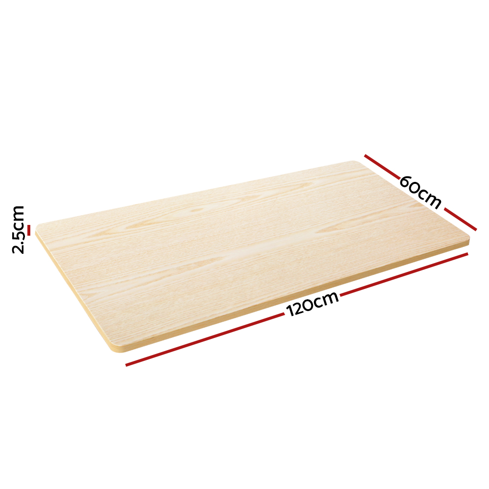 环保防刮桌面 120cm x 60cm 2.5cm厚度 白橡木色 适配电动升降桌框 预钻孔设计 易于清洁 安全圆角