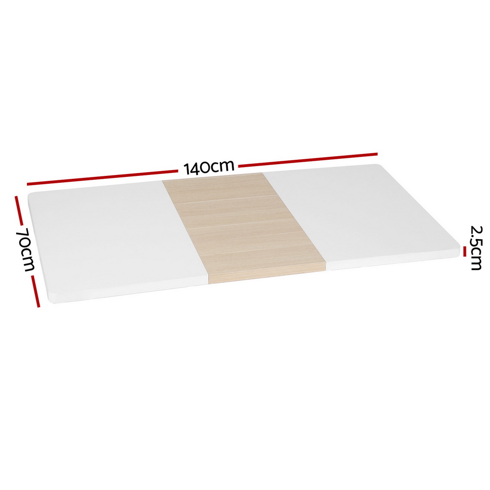 环保桌面 140cm x 70cm 预钻孔设计 现代拼接色 自然纹理 防刮表面 适配电动桌架 办公室工作台 轻松组装