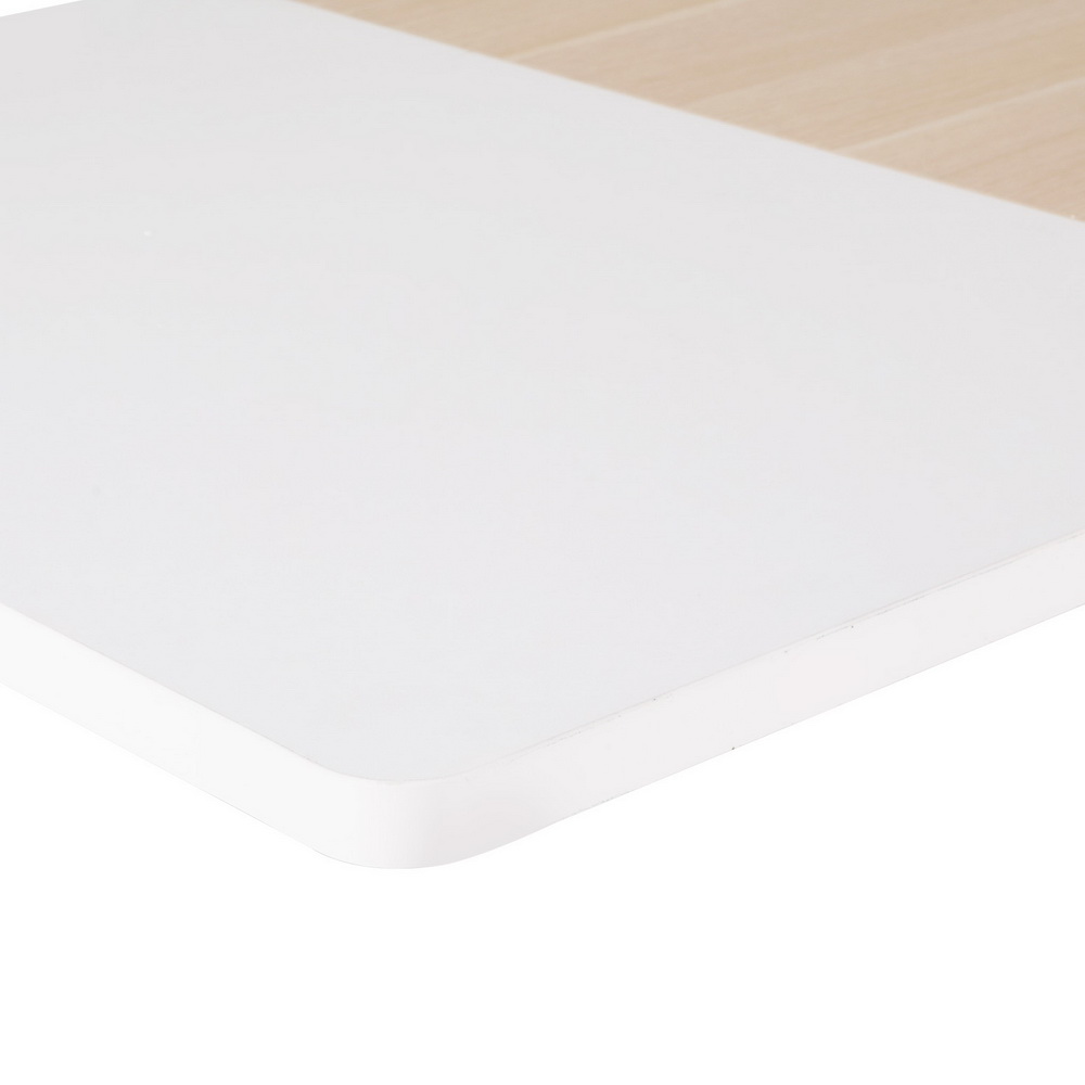 环保桌面 140cm x 70cm 预钻孔设计 现代拼接色 自然纹理 防刮表面 适配电动桌架 办公室工作台 轻松组装