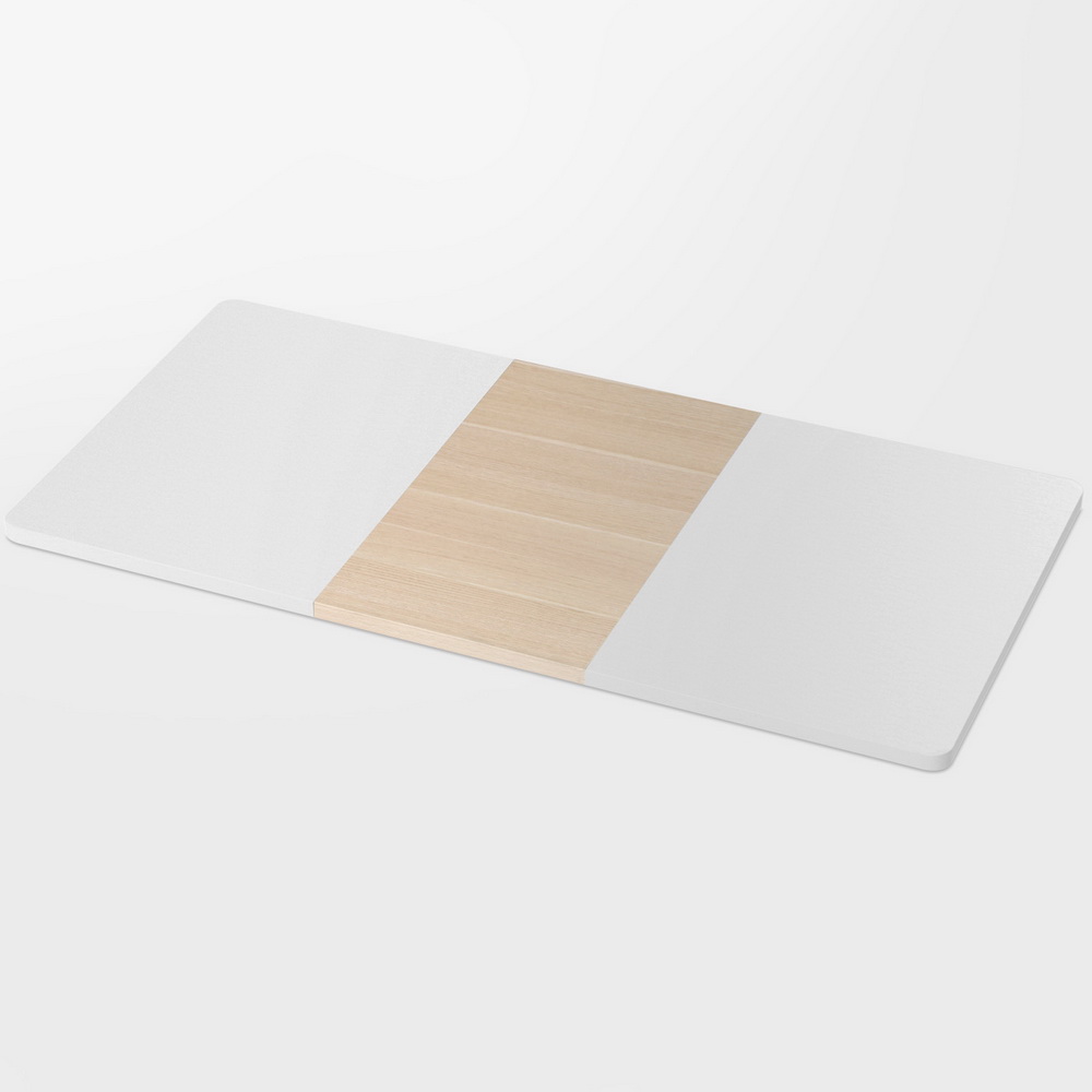 环保桌面 140cm x 70cm 预钻孔设计 现代拼接色 自然纹理 防刮表面 适配电动桌架 办公室工作台 轻松组装