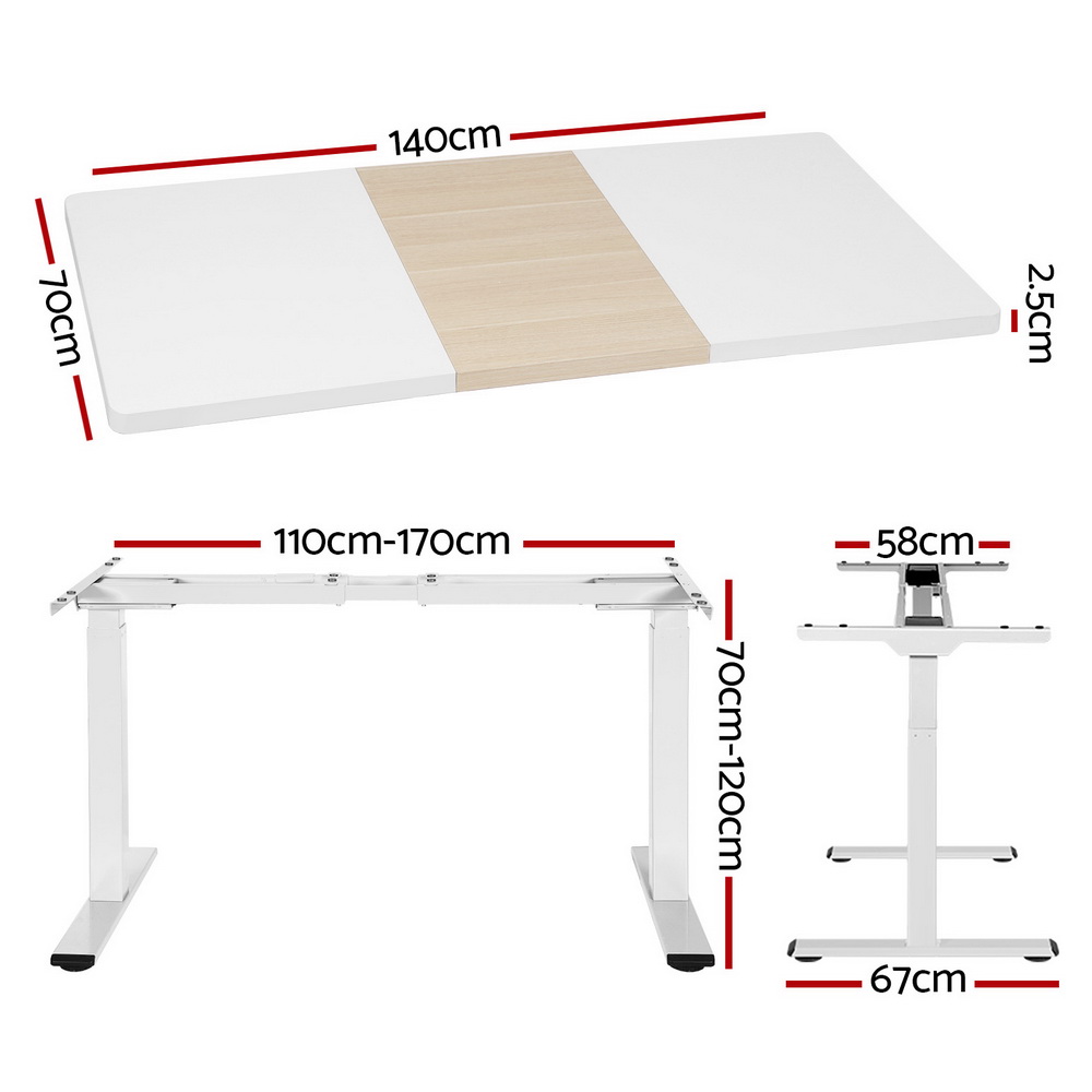 电动升降桌架 适合办公使用 双电机调节 高度70-120cm 兼容桌面120-180cm 白色金属框架 促进健康坐姿