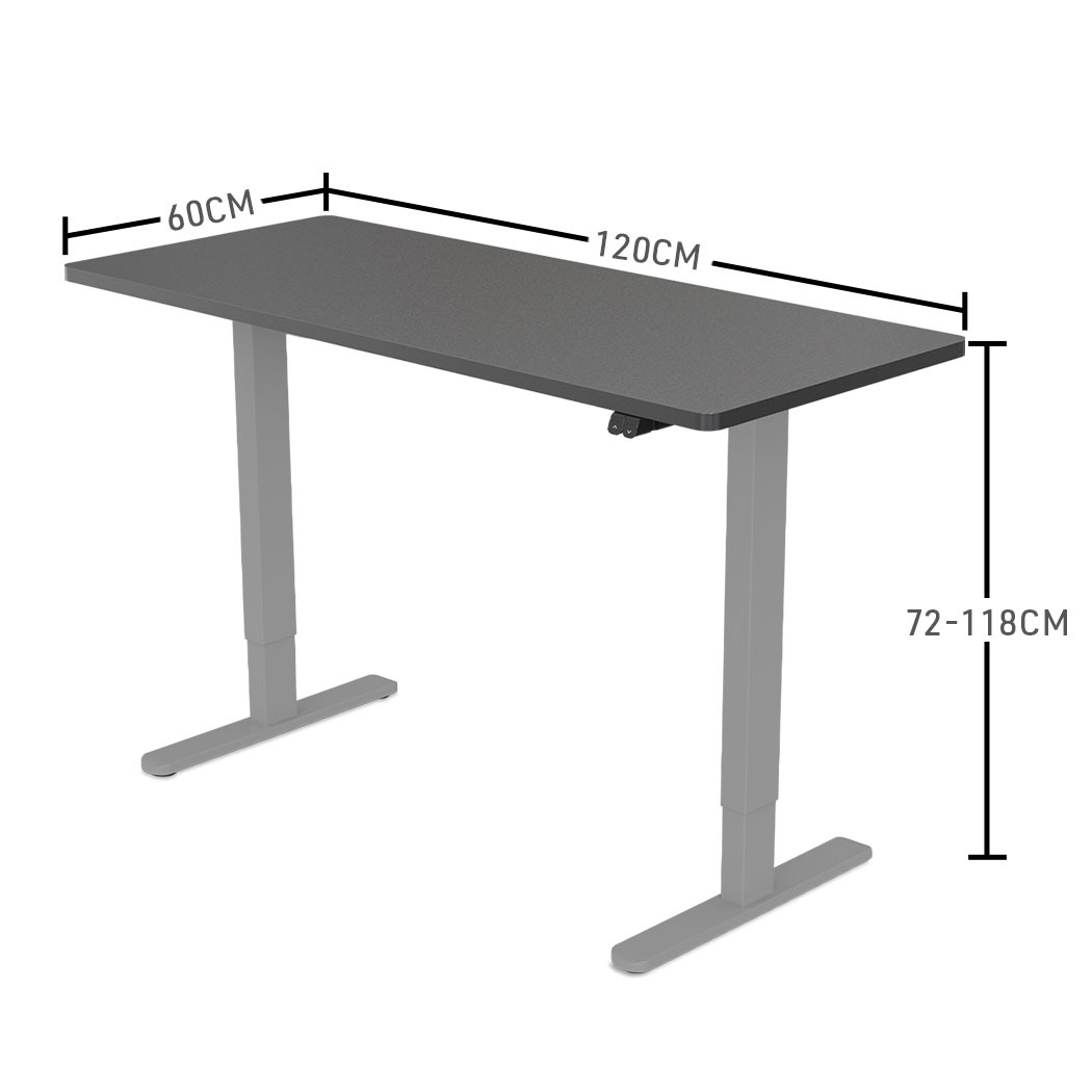 电动升降书桌 120cm 黑色 办公学习桌 可调高度 72-118cm 办公室家具 健康坐站转换 适合学生和办公人士